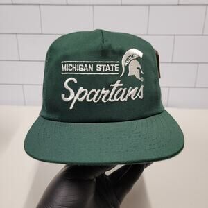 Vintage Michigan State Spartans American Needle Snapback Hat Script Green NCAA